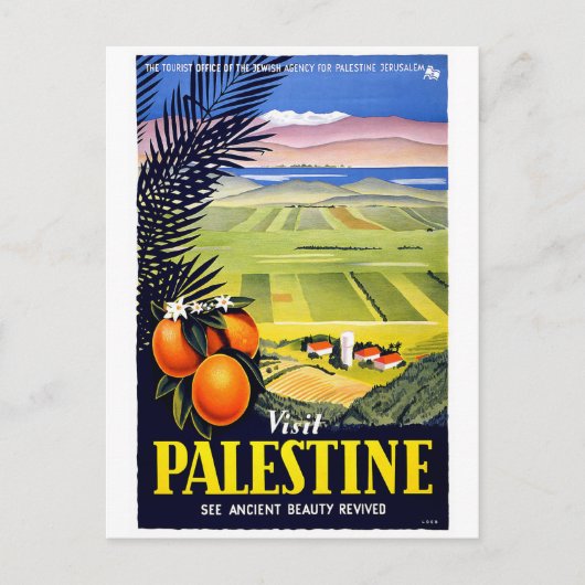 「Visit Palestina」ヴィンテージ旅行ポスターポストカード ポストカード (正面)