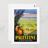 Visit Palestine Vintage Travel Posterが復元 ポストカード (正面/裏面)