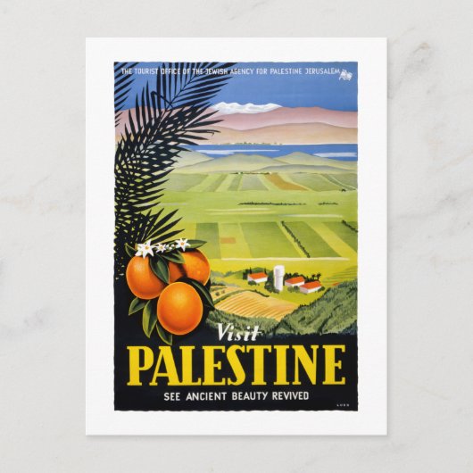 Visit Palestine Vintage Travel Posterが復元 ポストカード (正面)