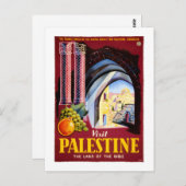Visit Palestine Vintage Travel Posterが復元 ポストカード (正面/裏面)