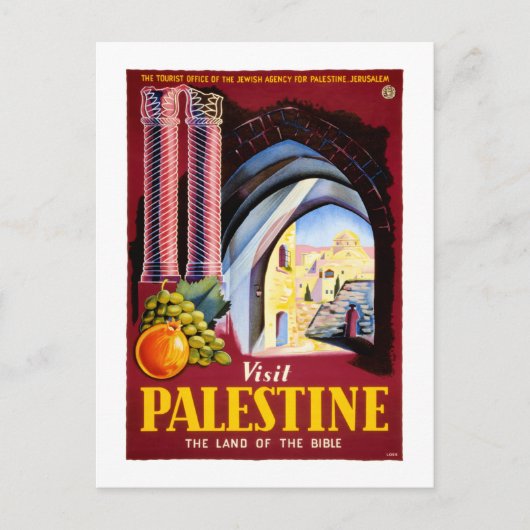 Visit Palestine Vintage Travel Posterが復元 ポストカード (正面)