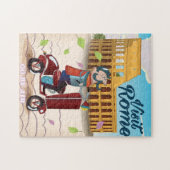 Visit Rome cartoon travel poster ジグソーパズル (横)