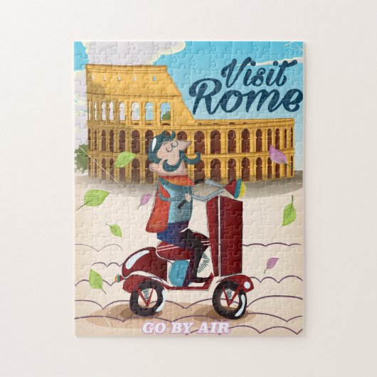 Visit Rome cartoon travel poster ジグソーパズル (縦)