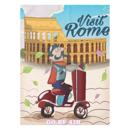 Visit Rome cartoon travel poster テーブルクロス (正面)