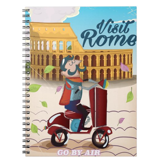 Visit Rome cartoon travel poster ノートブック (正面)