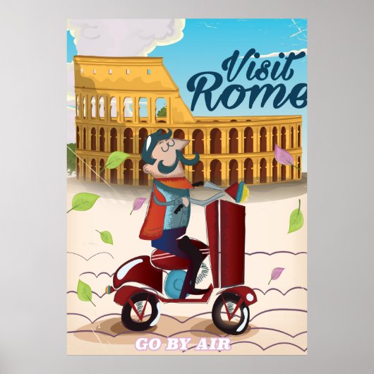 Visit Rome cartoon travel poster ポスター (正面)