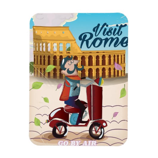 Visit Rome cartoon travel poster マグネット (縦)