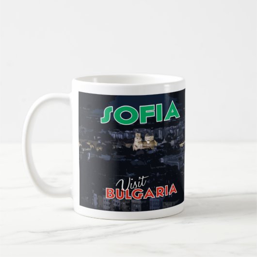 Visit Sofia, Bulgaria I Love Coffee Mug コーヒーマグカップ (左)