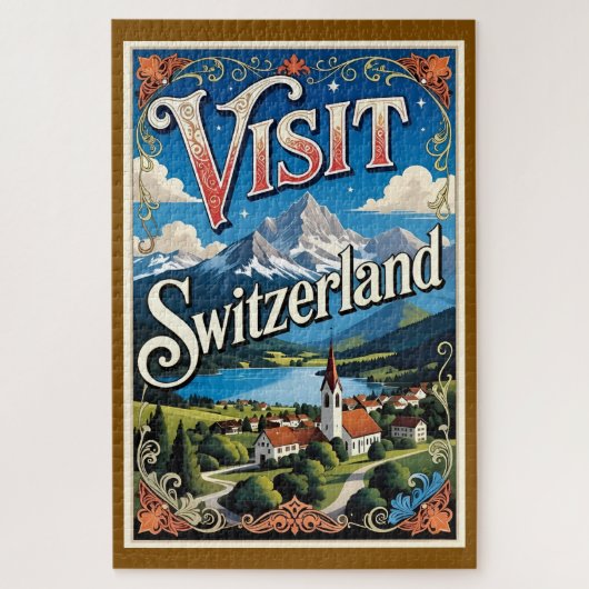 Visit Switzerland travel poster ジグソーパズル (縦)