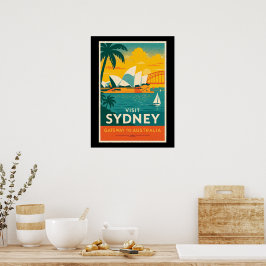 Visit Sydney -レトロサンセットトラベル ポスター