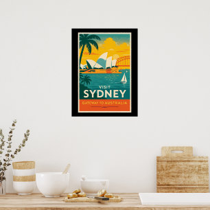 Visit Sydney -レトロサンセットトラベル ポスター