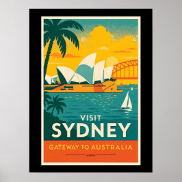 Visit Sydney -レトロサンセットトラベル ポスター