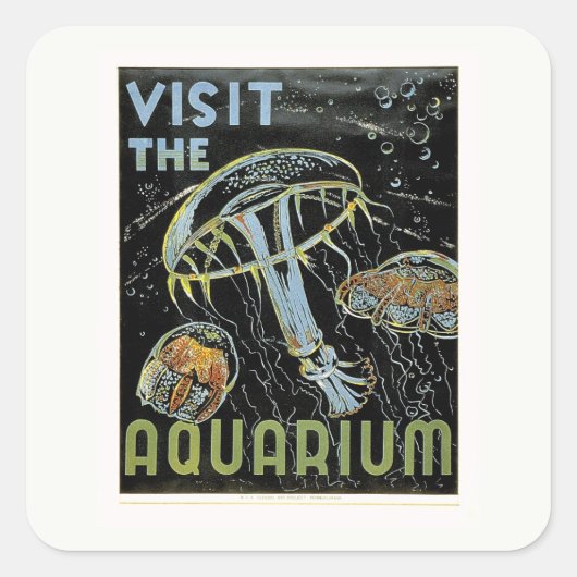 Visit the Aquarium - WPAポスターゼリー、クラゲ スクエアシール (正面)