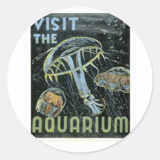 Visit the Aquarium - WPA Poster - ラウンドシール (正面)