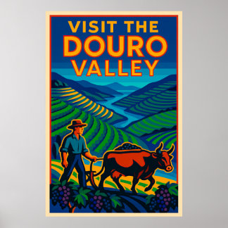 Visit the Douro Valley Art Deco Travel Poster ポスター