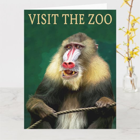 Visit The Mandrill At The Zoo カード (黄色い花)