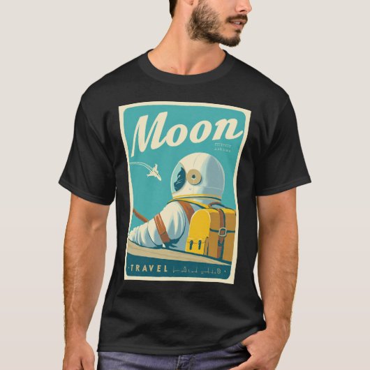 Visit the Moon – Retro Space Travel Poster Tシャツ (正面)