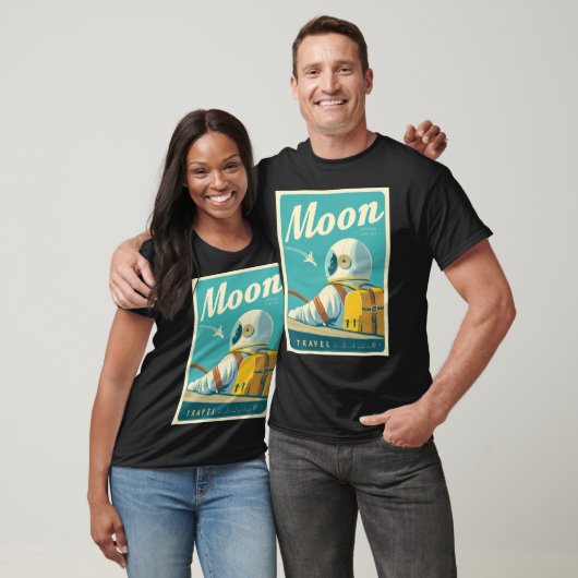 Visit the Moon – Retro Space Travel Poster Tシャツ (ユニセックス)