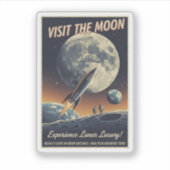 Visit the Moon - Retro travel poster シール (正面)