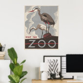 Visit The Zoo HeronヴィンテージWPA ポスター (ホームオフィス)