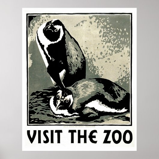 Visit the Zoo - PenguinsのヴィンテージWPAポスター ポスター (正面)
