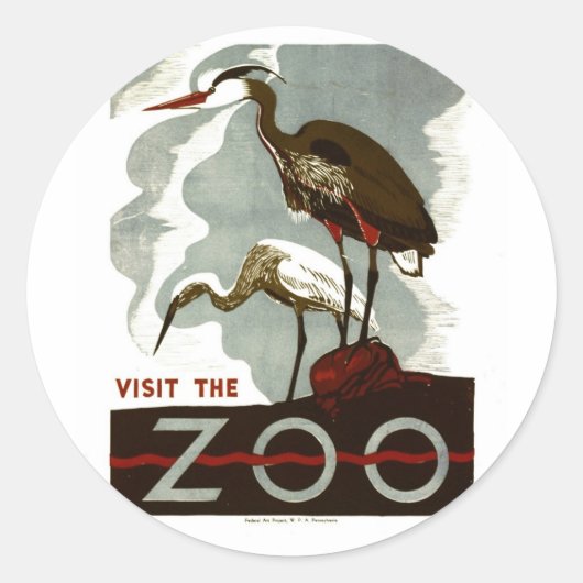 Visit the Zoo - WPA Poster - ラウンドシール (正面)