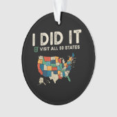 Visited All 50 US States - USA Map Travel - Visit オーナメント (正面)