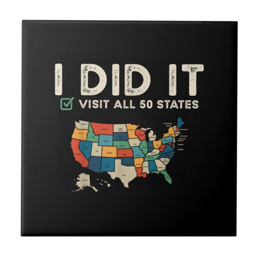 Visited All 50 US States - USA Map Travel - Visit  タイル (正面)