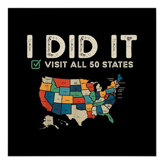 Visited All 50 US States - USA Map Travel - Visit  ポスター (正面)
