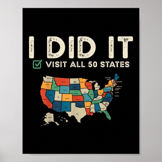 Visited All 50 US States - USA Map Travel - Visit  ポスター (正面)