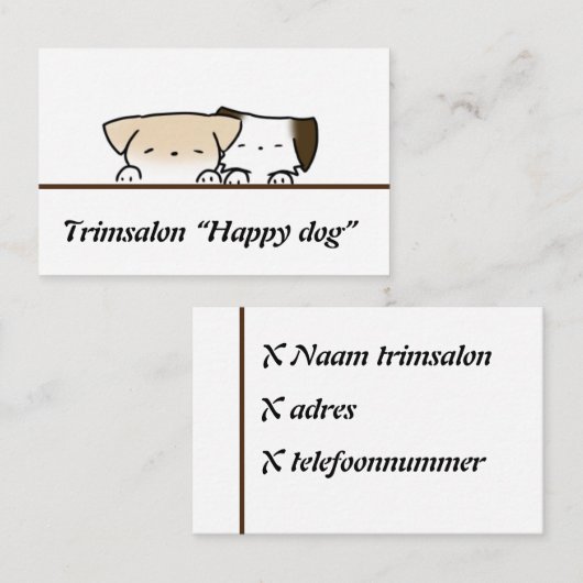 Visitekaartje hond, 名刺 (正面/裏面)