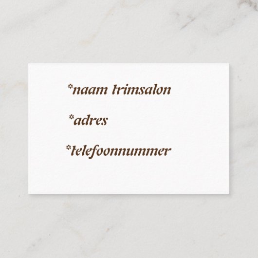 Visitekaartjes puppy, dog 名刺 (裏面)