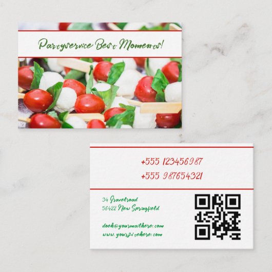 Visitenkarte Catering 3 Frisches Rot und Grün 名刺 (正面/裏面)