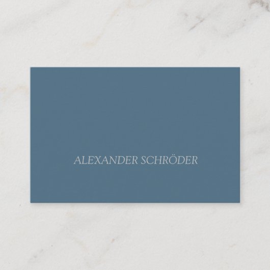 Visitenkarte in Blau-Grau mit weißer Schrift 名刺 (正面)