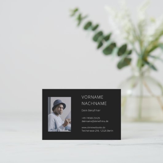 Visitenkarte mit Foto Vorlage - Selbst  Gestalten 名刺 (スタンド正面)
