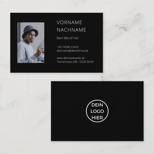 Visitenkarte mit Foto Vorlage - Selbst  Gestalten 名刺 (正面/裏面)