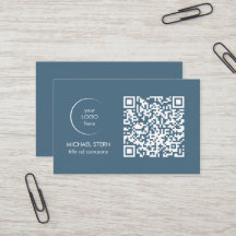 Visitenkarte mit QR-Code & Logo – Blau