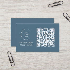 Visitenkarte mit QR-Code & Logo – Blau 名刺