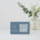 Visitenkarte mit QR-Code & Logo – Blau 名刺 (スタンド正面)
