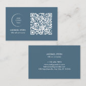 Visitenkarte mit QR-Code & Logo – Blau 名刺 (正面/裏面)