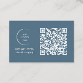 Visitenkarte mit QR-Code & Logo – Blau 名刺 (正面)