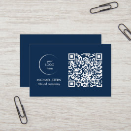 Visitenkarte mit QR-Code & Logo – Dunkelblau 名刺