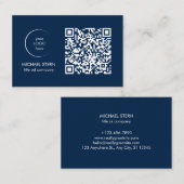 Visitenkarte mit QR-Code & Logo – Dunkelblau 名刺 (正面/裏面)