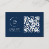 Visitenkarte mit QR-Code & Logo – Dunkelblau 名刺 (正面)
