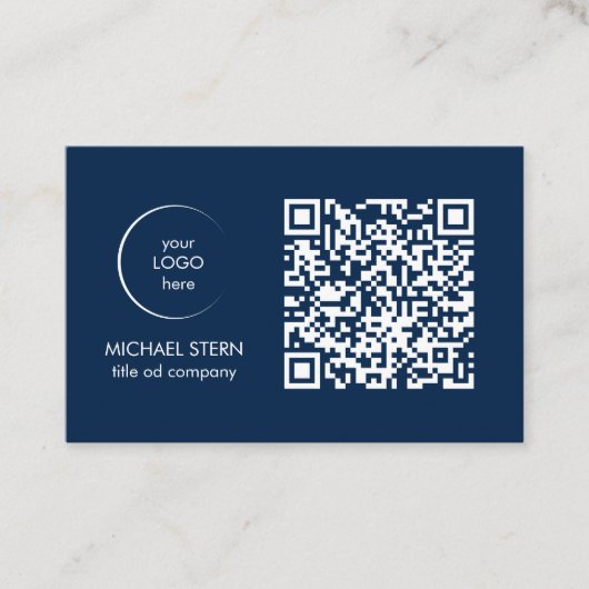 Visitenkarte mit QR-Code & Logo – Dunkelblau 名刺 (正面)