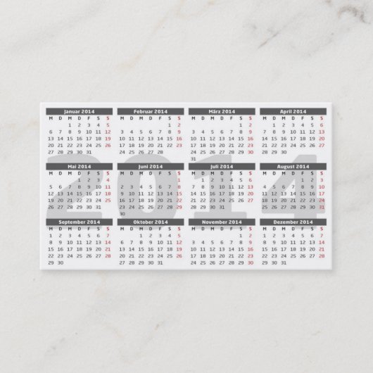 Visitenkarte moderne Alu Optik und Kalender 2014 名刺 (正面)