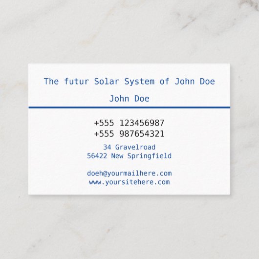 Visitenkarte Solar Photovoltaik blue sky 2 名刺 (裏面)