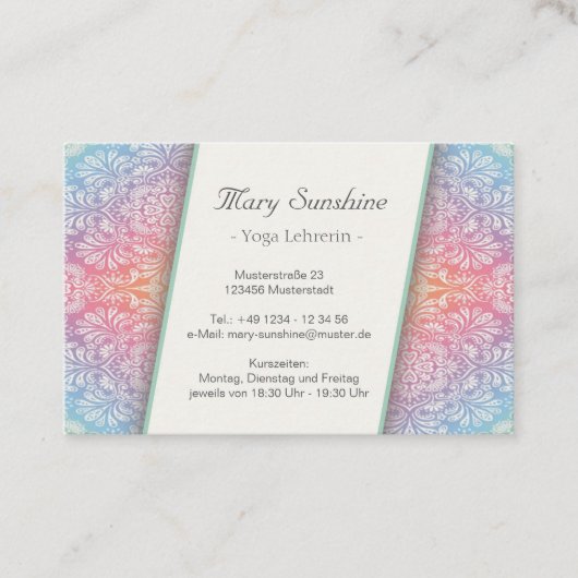 Visitenkarte Yoga, Mandala, Spirituell, Yogakurs, 名刺 (正面)