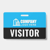 Visitor Pass ID ロゴ 建設現場 青 カスタム バッジ (正面)