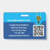 Visitor Pass ID ロゴ 建設 QRコード ネイビー バッジ (裏面)